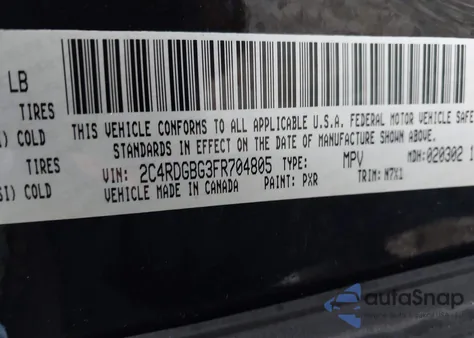 2015 Dodge Grand Caravan Se Plus z USA, uszkodzony, nr VIN 2C4RDGBG3FR704805